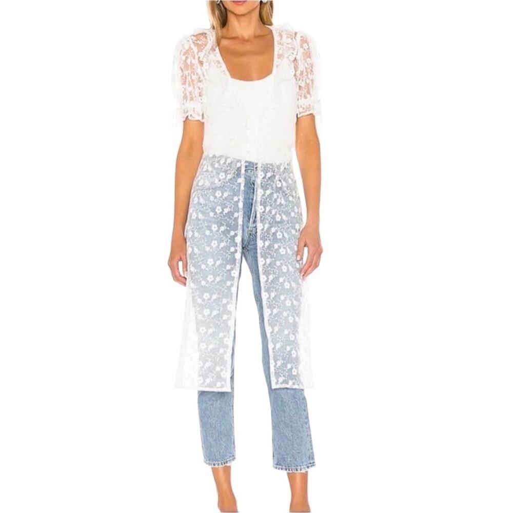 MAJORELLE White Lace Duster Top